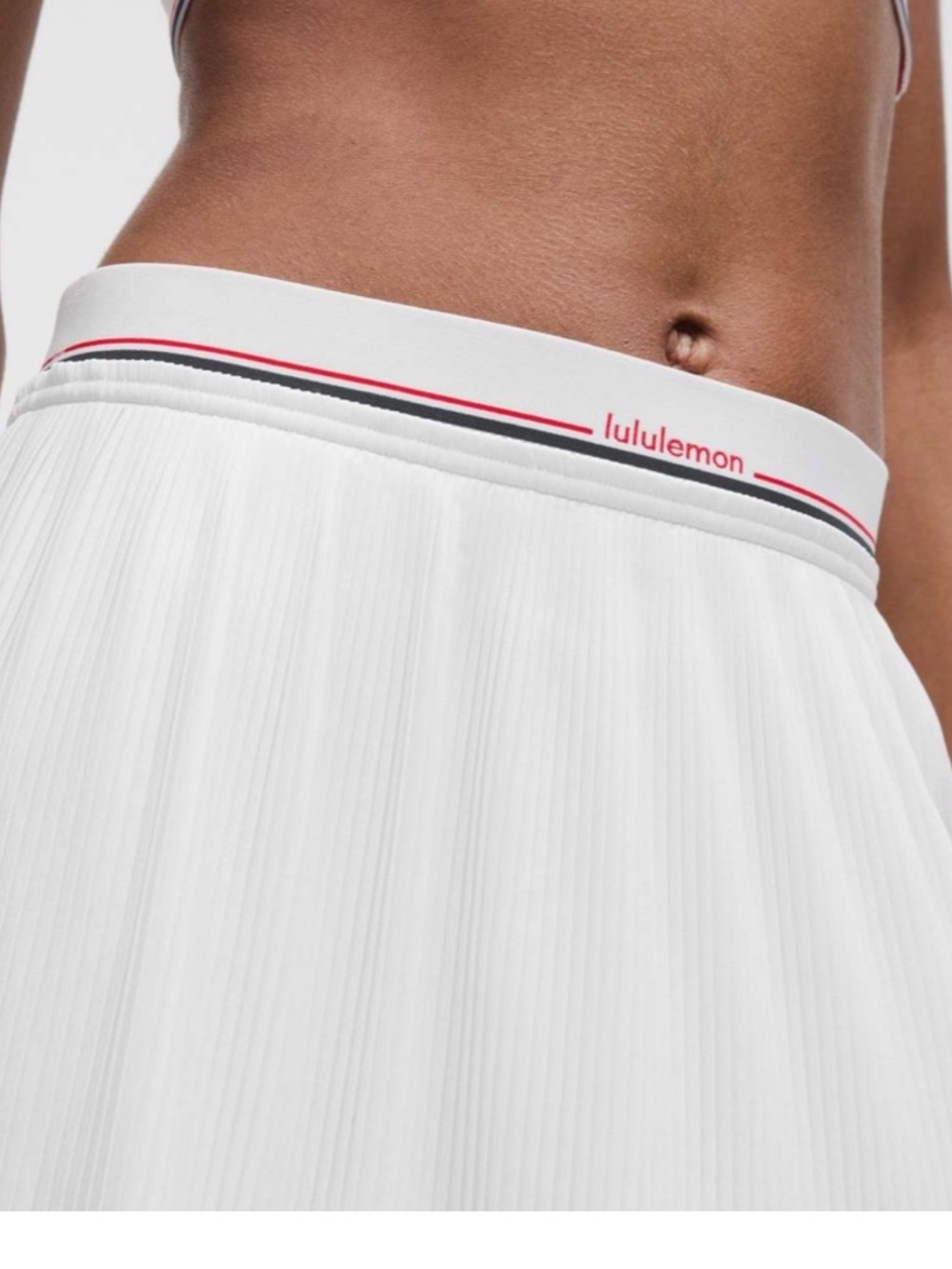 Lululemon Logo-Waist Micro-Pleat Mid-Rise Tennis Skirt Long White size XXS - Picture 7 of 11